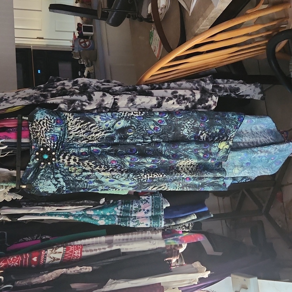 Peacock print dress